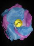 Elastic par cu floare din material textil albastru cu mov 