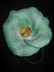 Elastic par cu floare din material textil verde