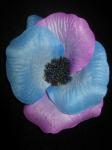 Elastic par cu floare din material textil albastru cu mov 