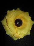 Elastic par cu floare din material textil galben 