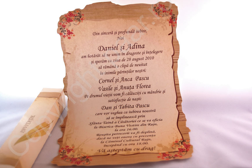 Invitatii De Nunta Tip Manuscris Invitatii Nunta Catalogul Ar
