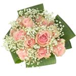 Buchet mireasa de 13 trandafiri roz